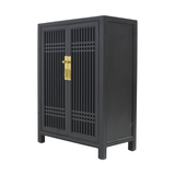 SHOE CABINET LATTICE 2DR BLACK WASH MQZ-07