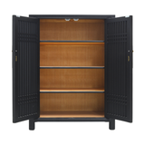 SHOE CABINET LATTICE 2DR BLACK WASH MQZ-07