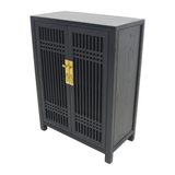 SHOE CABINET LATTICE 2DR BLACK WASH MQZ-07