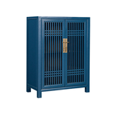 SHOE CABINET LATTICE 2DR BLUE WASH MQZ-07