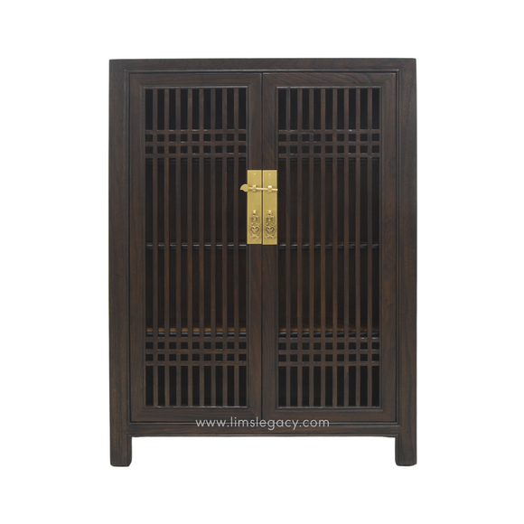 SHOE CABINET LATTICE 2DR DARK WOOD MQZ-07