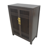SHOE CABINET LATTICE 2DR DARK WOOD MQZ-07