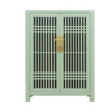 SHOE CABINET LATTICE 2DR MINT WASH MQZ-07