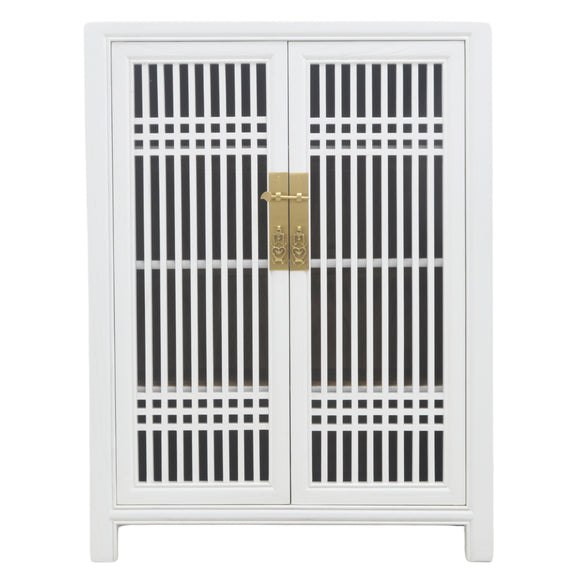 SHOE CABINET LATTICE 2DR WHITE WASH MQZ-07