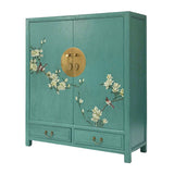 SHOE CABINET FLEUR 2DW2DR TURQUOISE WASH MQZ-36
