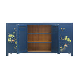 SIDEBOARD LATTICE W/ FLEUR BLUE WASH MQZ-34