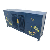 SIDEBOARD LATTICE W/ FLEUR BLUE WASH MQZ-34