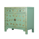 SIDEBOARD PAINTED GOLD BUTTERFLIES 2DW2DR X-23