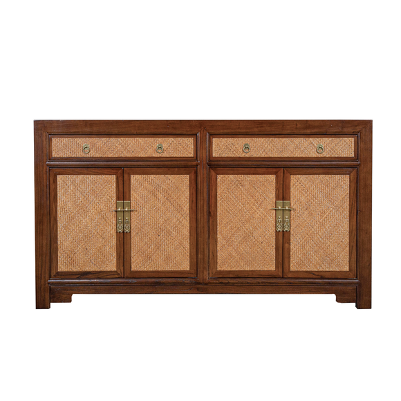 SIDEBOARD RATTAN 2DW4DR DARK WOOD MQ-04
