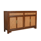 SIDEBOARD RATTAN 2DW4DR DARK WOOD MQ-04