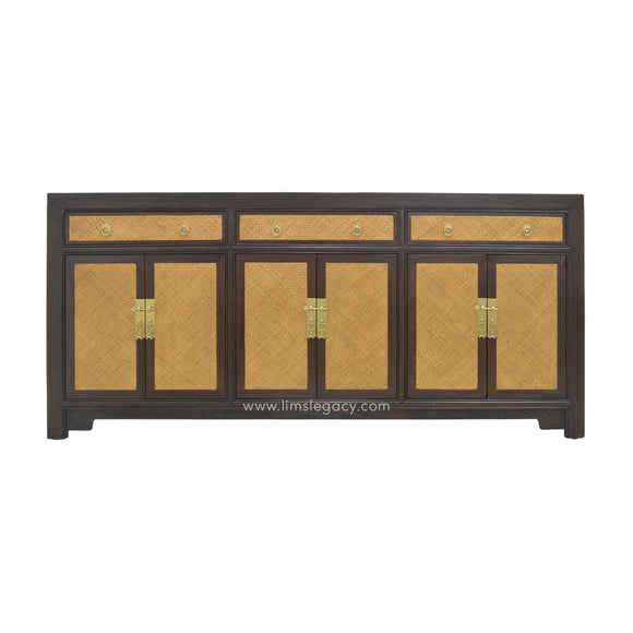 SIDEBOARD RATTAN 3DW6DR DARK WOOD MQZ-305