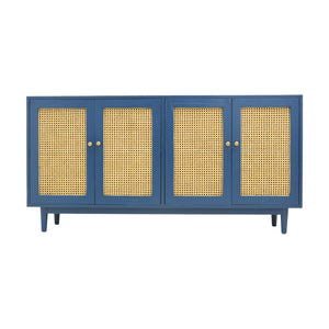 SIDEBOARD RATTAN HEX 4DR BLUE WASH