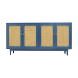 SIDEBOARD RATTAN HEX 4DR BLUE WASH