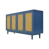 SIDEBOARD RATTAN HEX 4DR BLUE WASH