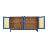 SIDEBOARD RATTAN HEX 4DR BLUE WASH