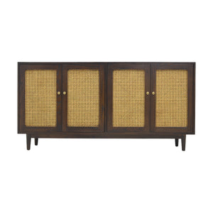 SIDEBOARD RATTAN HEX 4DR DARK WOOD