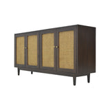 SIDEBOARD RATTAN HEX 4DR DARK WOOD