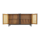 SIDEBOARD RATTAN HEX 4DR DARK WOOD