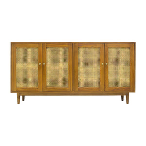 SIDEBOARD RATTAN HEX 4DR LIGHT WOOD