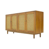 SIDEBOARD RATTAN HEX 4DR LIGHT WOOD