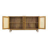 SIDEBOARD RATTAN HEX 4DR LIGHT WOOD