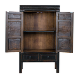 SIDE CABINET CARVED 2DW2DR RED/BLACK X-53