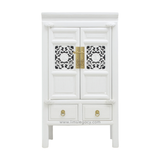 SIDE CABINET CARVED 2DW2DR WHITE WASH MQZ-57