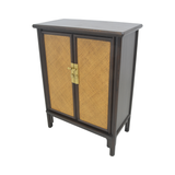 SIDE CABINET RATTAN 2DR DARK WOOD MQ-02