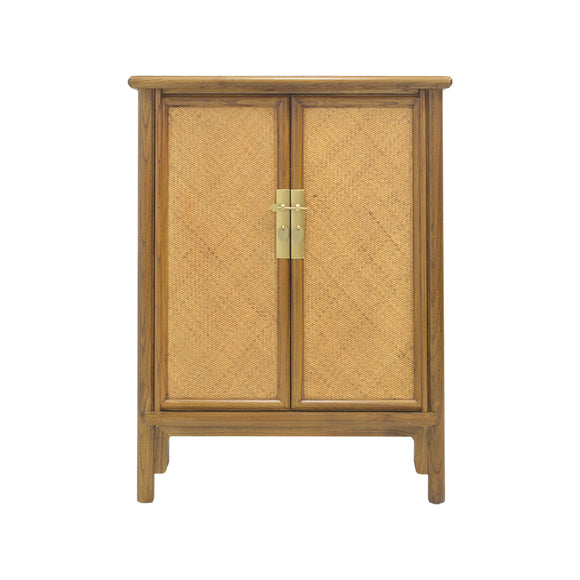 SIDE CABINET RATTAN 2DR LIGHT WOOD MQ-02