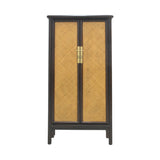 TALL CABINET RATTAN 2DR DARK WOOD MQ-01