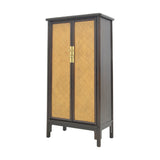 TALL CABINET RATTAN 2DR DARK WOOD MQ-01