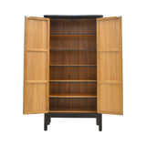 TALL CABINET RATTAN 2DR DARK WOOD MQ-01