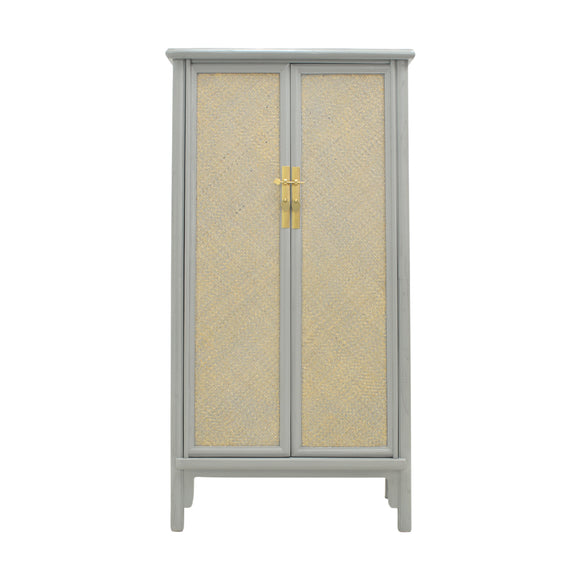 TALL CABINET RATTAN 2DR GREY WASH MQ-01