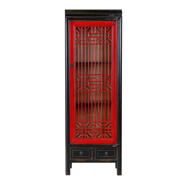 TALL CABINET WINDOW PANEL 2DW1DR RED/BLACK X-17