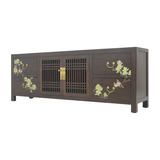 TV CONSOLE LATTICE W/ FLEUR 1.8M DARK WOOD