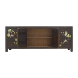 TV CONSOLE LATTICE W/ FLEUR 1.8M DARK WOOD