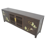 TV CONSOLE LATTICE W/ FLEUR 1.8M DARK WOOD