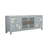 TV CONSOLE LATTICE W/ FLEUR 1.6M GREY WASH MQZ-28