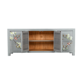 TV CONSOLE LATTICE W/ FLEUR 1.6M GREY WASH MQZ-28
