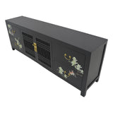 TV CONSOLE LATTICE W/ FLEUR 1.8M BLACK WASH