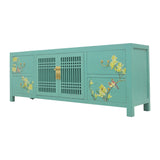 TV CONSOLE LATTICE W/ FLEUR 1.6M TURQUOISE WASH MQZ-28