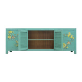 TV CONSOLE LATTICE W/ FLEUR 1.6M TURQUOISE WASH MQZ-28