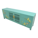 TV CONSOLE LATTICE W/ FLEUR 1.6M TURQUOISE WASH MQZ-28