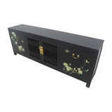 TV CONSOLE LATTICE W/ FLEUR BUTTERFLY 1.8M BLACK WASH MQZ-11