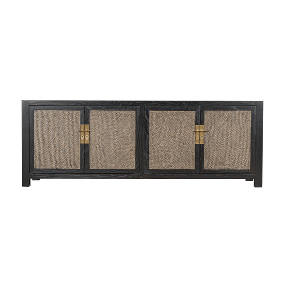 TV CONSOLE RATTAN 2DW4DR BLACK WASH MQZ-300