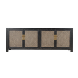 TV CONSOLE RATTAN 2DW4DR BLACK WASH MQZ-300