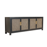 TV CONSOLE RATTAN 2DW4DR BLACK WASH MQZ-300