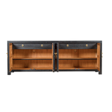 TV CONSOLE RATTAN 2DW4DR BLACK WASH MQZ-300