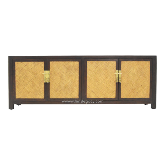 TV CONSOLE RATTAN 2DW4DR DARK WOOD MQZ-300