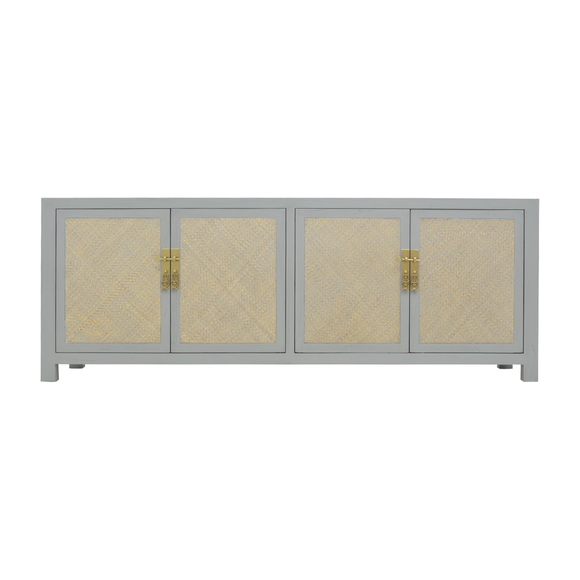 TV CONSOLE RATTAN 2DW4DR GREY WASH MQZ-300